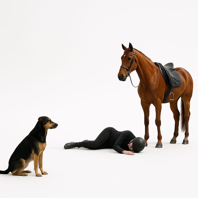 van paard gevallen ruiter