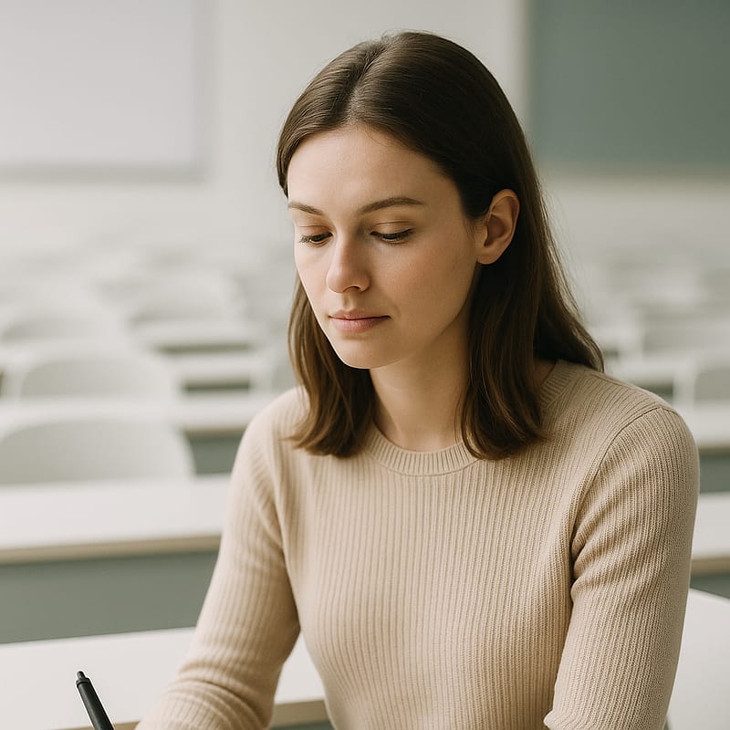 Studievertraging dame in de collegebanken